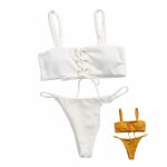 1 ensemble maillot de bain deux pièces, soutien - gorge rembourré, doux au toucher, couleur unie 1 ensemble maillot de bain deux pièces, soutien - gorge rembourré, doux au toucher, couleur unie