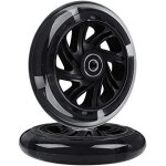 1 paire de roues de trottinette led pour enfants de 120mm avec roulements avant et arrire, noir