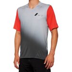 100% celium maillot de v�lo a manches courtes, gris - rouge, taille s pour hommes