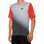 100% celium maillot de v�lo a manches courtes, gris - rouge, taille m pour hommes