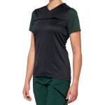 100% ridecamp maillot de v�lo a manches courtes pour dames, noir - vert, taille m pour femmes