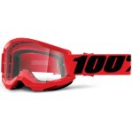100% strata 2 clear lunettes de motocross, noir - rouge pour hommes 100% strata 2 clear lunettes de motocross, noir - rouge pour hommes