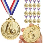 12 pices mdaille de football en or avec rubans de cou, mdailles de jeu de football prix etoiles en ...