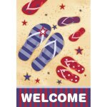 A 12 x18 inches own  pantoufles double face, drapeau de plage, vacances, jardin, et� drapeau haute ...