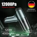 12000pa - 120w aspirateur de voiture puissant sans fil - 2 en 1 de voiture et maison sans fil - vert. ...