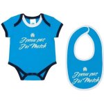 18 mois - ensemble body + bavoir - olympique de marseille - b�b� - coton - bleu - manches courtes