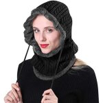 2 en 1 chapeau tricot en polaire - noir hiver chauffe - cou protge - oreilles chapeau cyclisme chapeau ...