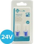2 ampoules t10 4 leds 24v - bleu