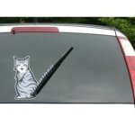 Autocollants - design - chats a queue essuie glace - 2 stickers - noir - 250 x 150 mm