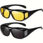 2 lunettes de conduite jour & nuit � surlunettes anti - reflet et anti - eblouissement � vision optimale ...