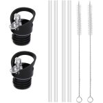 2 pices bouchon gourde, bouchon gourde isotherme, couvercle a paille de rechange, avec 4 pailles de ...