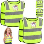 2 pièces gilet reflechissant en v enfant, jaunes réflecteur haute visibilité sécurité gilet, licorne ... 2 pièces gilet reflechissant en v enfant, jaunes réflecteur haute visibilité sécurité gilet, licorne ...