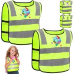 2 pices gilet reflechissant en v enfant, jaunes rflecteur haute visibilit scurit gilet, licorne ...