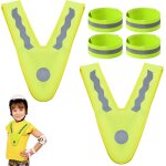 2 pices gilet reflechissant velo enfant, 4 pices brassard reflechissant, forme en v gilet securite ...