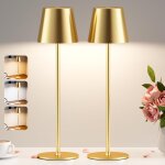 2 pices lampe de table led sans fil, 3 temprature de couleur, intensit variable, lampe de chevet tactile ...