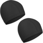2 pi�ces noir bonnets de bain elastique, bonnet de natation en tissu polyester, confortable bonnet de ...