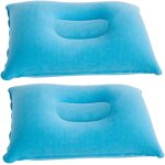 2 pi�ces oreiller gonflable floqu�, 38x24cm, oreiller gonflable camping, oreiller de voyage, coussin ...