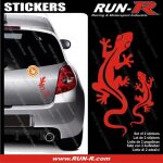 2 stickers salamandre 17 cm - rouge