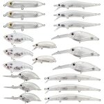 20 pieces leurres non peints kit crankbait yeux 3d peche dorade truite perche leurres durs surface