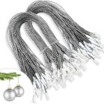 200 pi�ces argent ornements de no�l crochets cintre cha�ne pr�d�coup� ruban suspendu pour d�corations ...