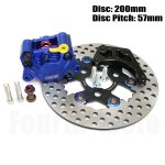 200mm blue 57mm set etrier de frein a 2 pistons avec pas de 43mm, amortisseur avant de 27mm, disque de ...