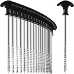 24 x steel tent pegs - heavy duty ground pegs with thread for camping and outdoors - ideal for normal ...