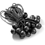 25 professional bungee cord with ball (black 195mm) for tents, tarpaulins, posters - elastic strap, tarpaulin ...