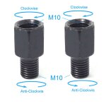 2x m10m10 (rl) paire d'adaptateurs de r�troviseurs de moto noirs m10 10mm m8 8mm boulon de conversion ...