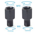 2x m10m8 (lr) paire d'adaptateurs de r�troviseurs de moto noirs m10 10mm m8 8mm boulon de conversion ...
