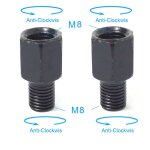 2x m8m8 (ll) paire d'adaptateurs de r�troviseurs de moto noirs m10 10mm m8 8mm boulon de conversion de ...