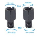 2x m8m8 (rl) paire d'adaptateurs de r�troviseurs de moto noirs m10 10mm m8 8mm boulon de conversion de ...