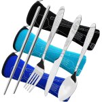 3 pack couvert camping, 12 pièces voyage couteau cuillère fourchettes baguettes et 3 etui de transport, ... 3 pack couvert camping, 12 pièces voyage couteau cuillère fourchettes baguettes et 3 etui de transport, ...