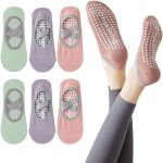 3 paires chaussettes yoga antidrapantes, chaussettes pilates en coton, chaussettes pilates femme chaussette ...