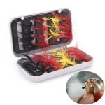 32 pi�ces / bo�te insectes artificiels mouche leurres de p�che app�ts color�s paon mouches plume poisson ...