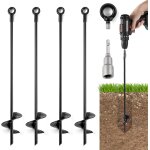 4 pack trampoline ground anchors for trampoline, spiral ground anchors for trampolines, camping, shed, ...