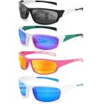 4 pices lunettes de soleil homme femme sport, lunette velo homme, protection uv400 pour la course a ...