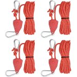 4 pieces reflective tent rope, 5 m lightweight camping rope, 4 mm pulley ratchet hook, tent guy rope ...