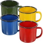 4 pi�ces tasse d'eau emaill�e tasses de camping vintage caf� th� tasses a boire caf� r�tro tasses a bi�re ...