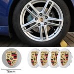4 x caches moyeux porsche 76mm argent centre roue logo pour porsche cayenne cayman panamera boxster