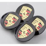 4 x centre de roue cache moyeu porsche noir courbe 76mm logo couleur