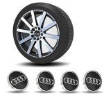4pcs logo audi 69mm centre de roue cache moyeu jante emblme noir jantes insigne
