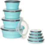 4pcs rcipient alimentaire pliable en silicone, saladier avec couvercle sans bpa - boite repas pour camping ...
