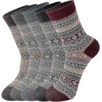 5 paires de chaussettes en laine pour femmes - chaussettes en laine chaude d'hiver chaussettes en tricot ...