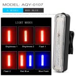 5 rouge bleu - feu arrire de bicyclette etanche, rechargeable par usb, feu arrire de bicyclette, lumire ...