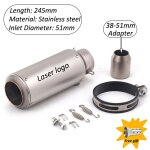 A - 51mm - s. c laser silencieux d'�chappement slip - on universel, avec db killer, moto honda, yamaha, ...