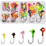 60 pcs fishing hooks with round box for rubber fish size 0. 8g 1. 8g 3. 8g 7g 10. 5g