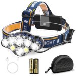 8 modes lampe frontale usb rechargeable , ipx4 etanche, lampe frontal torche pour pche, camping, lecture, ...