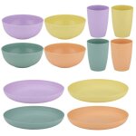 Alpina set de vaisselle camping pour 4 personnes - gobelets, assiettes et bols en plastique - 12 pi�ces ...