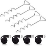 Ancrage au sol pour trampoline avec sangles - boucles en acier, kit d'ancrage en spirale pour trampoline ... Ancrage au sol pour trampoline avec sangles - boucles en acier, kit d'ancrage en spirale pour trampoline ...