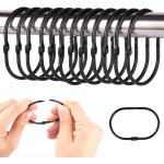 Anneaux de crochets pour rideau de douche, paquet de 12 le noir